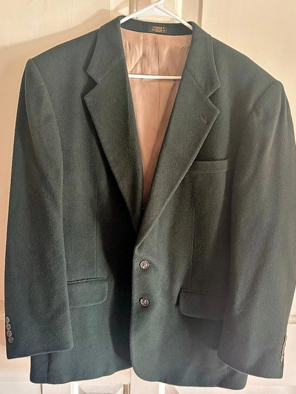 Stafford Mens 100% Camel Hair Blazer Forest Green Two Button Sport Coat